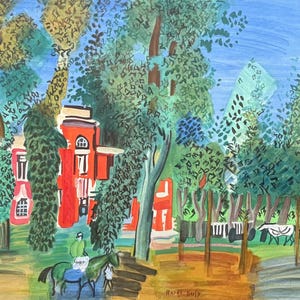 Raoul Dufy original exhibition poster - Le Paddock a Deauville - Mourlot - French office of Tourism - 1960s - vintage art print - Excellent