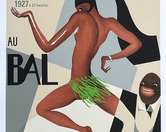 Poster della mostra Josephine Baker - La Bal Negre - cabaret - rivista - donna che balla - Parigi - Francia - stampa d'arte - riproduzione