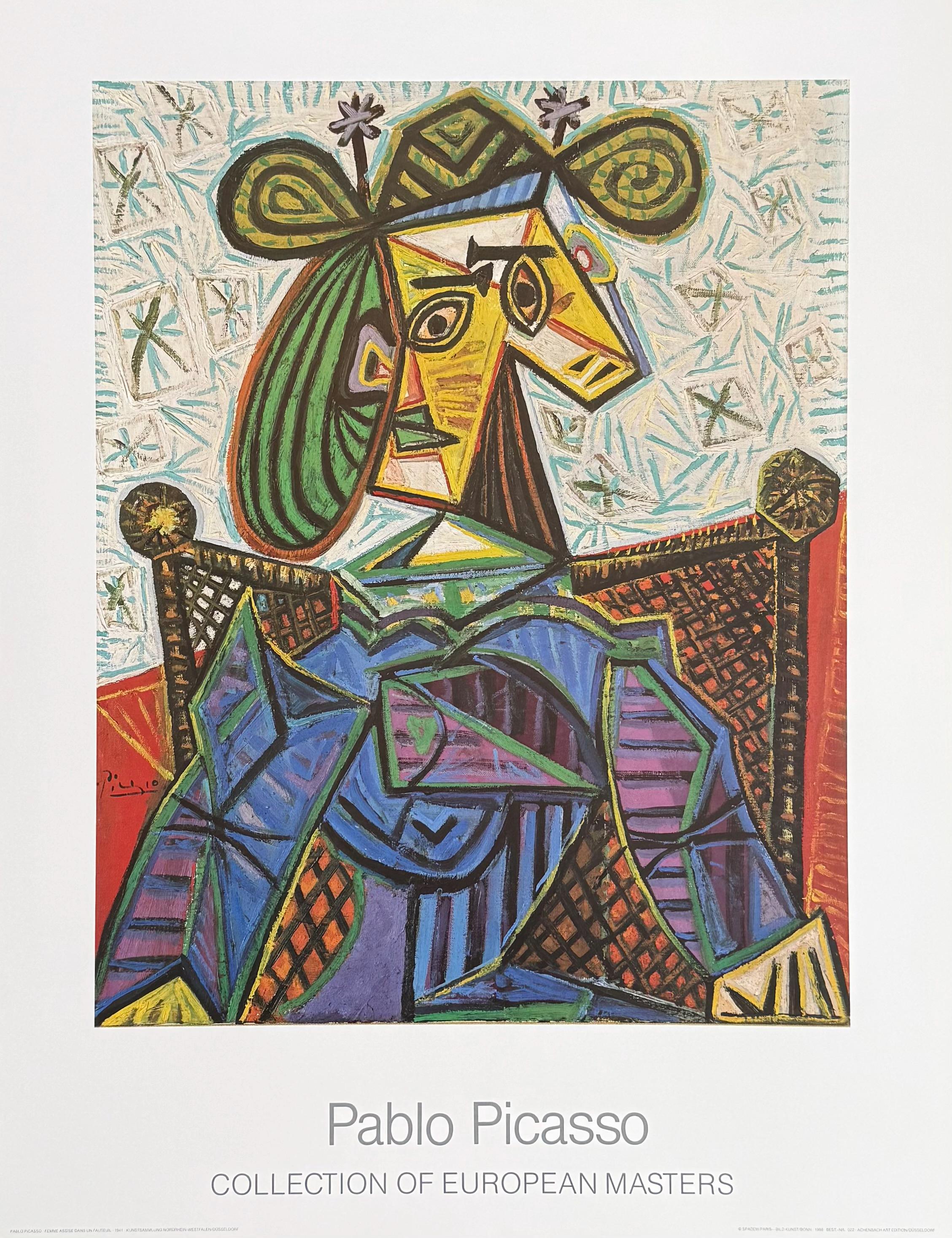 パブロ・ピカソ、Woman in an Armchair パブロ・ピカソ展ポスター - アームチェアに座る女性 - 美術館の