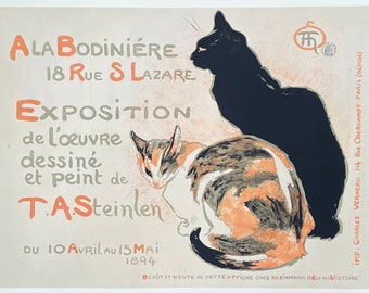 Theophile-Alexandre Steinlen exhibition poster - exposition Steinlen - cat - cats - museum atist - art print - reproduction - 2015