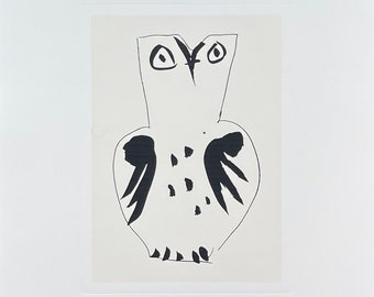 Pablo Picasso exhibition poster - Chouette - the owl - museum artist - art print - bird - silkscreen paper