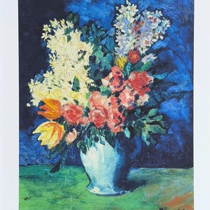 Cartel de la exposición de Pablo Picasso - Flores, 1901 - Naturaleza muerta - Jarrón - Fondo azul - Artista del museo - Impresión artística