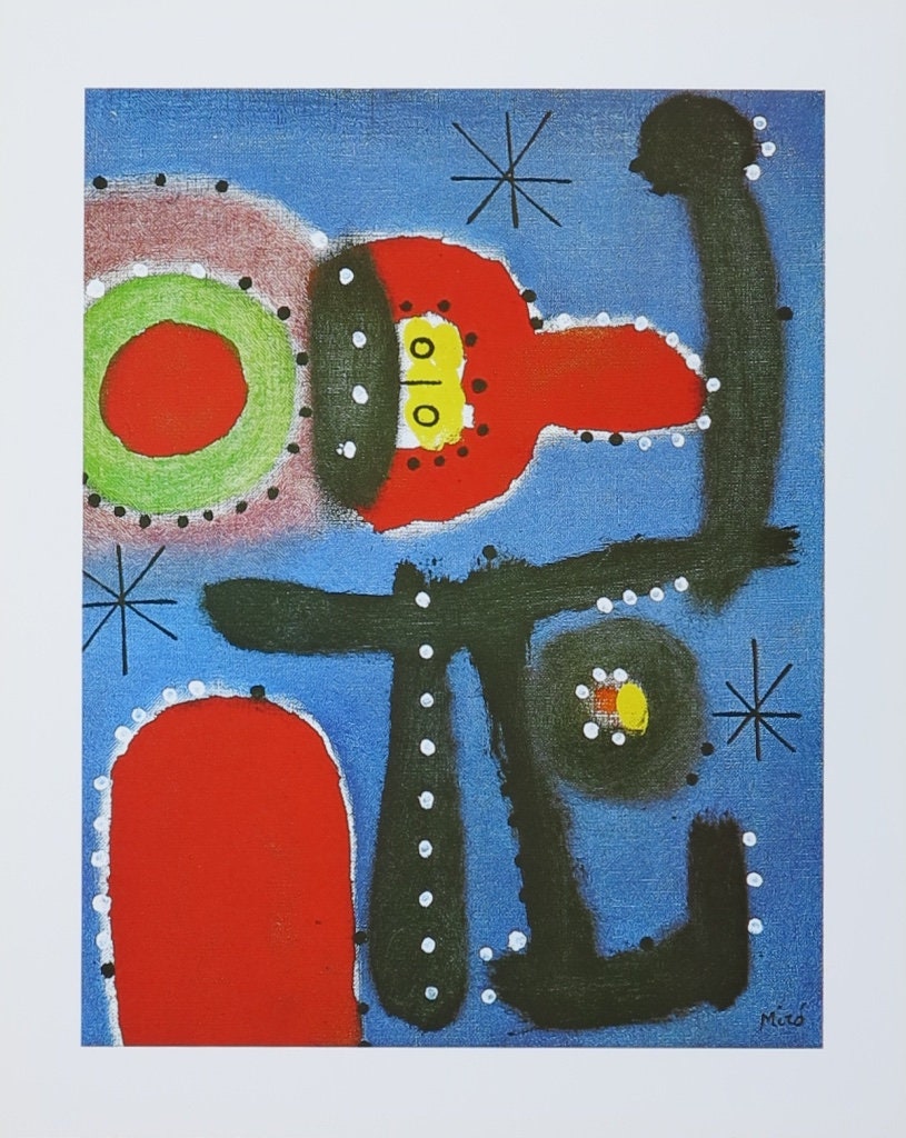 ジョアン ミロ 絵画　アート　芸術品 美術掛絵画】ジョアン・ミロ ミロ-絵画（女性、月、鳥） - ショップ