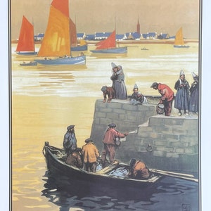 Cartaz da exposição Île-Tudy - Finistère - Bretagne - praia - mar - França - reprodução - viagens turismo - impressão artística