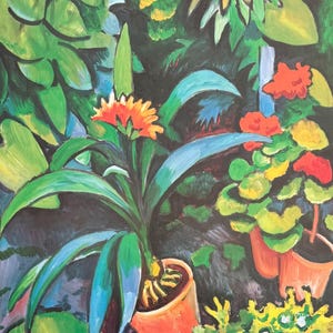 August Macke exhibition poster - Flowers in the garden - German expressionist - museum artist - print - offset litho