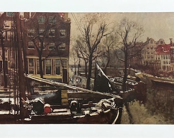 George Hendrik Breitner Ausstellungsplakat - Brouwersgracht - Amsterdamer Gracht - Niederländischer Museumskünstler - Vintage Kunstdruck - 1970er Jahre