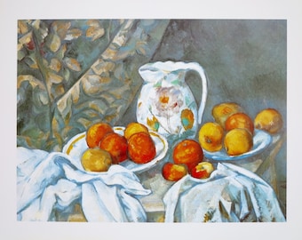 Paul Cezanne exhibition poster - still life with apples and a jug - museum artist - art print - offset litho