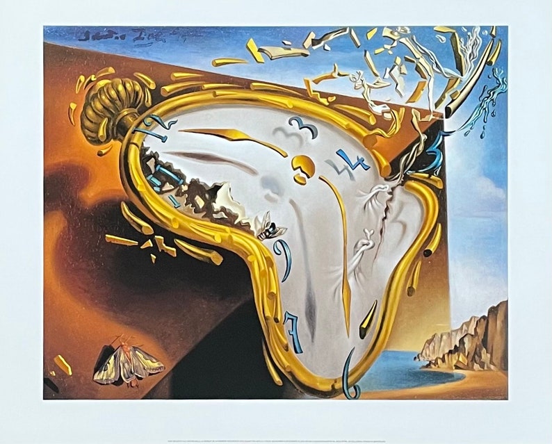 Salvador Dali exhibition poster Montre molle au moment de sa premiere explosion museum artist vintage art print surrealist image 1