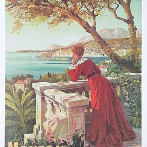 Menton - Francia - Turismo francés - Viajes - Publicidad - Impresión de arte decorativo - Cartel de exposición - Reproducción