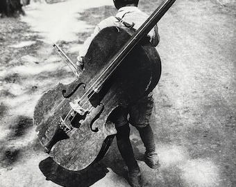 Eva Besnyo exhibition poster - Boy with Cello - photographer - museum artist - art print