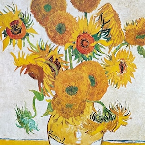 Cartel de la exposición vincent van Gogh - Girasoles - jarrón - bodegón - artista del museo - grabado de arte - litografía offset