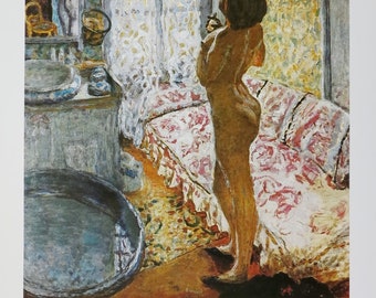 Pierre Bonnard exhibition poster - Nude against the light - window - museum print - offset lithograph - 1990
