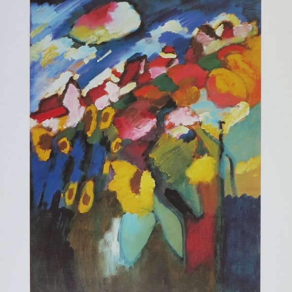 Affiche de l'exposition Wassily Kandinsky - Jardin à Murnau - artiste du musée - tirage d'art - cubisme - lithographie offset - 1995