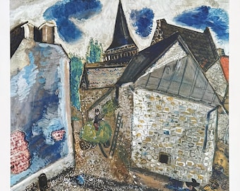 Marc Chagall exhibition poster - Chambon sur Lac (Auvergne) - museum artist - art print - 1970s