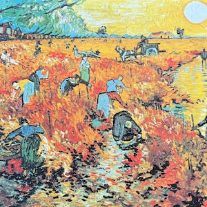 Vincent van Gogh exhibition poster - Red vineyards at Arles - France - large art print - museum artist - excellent