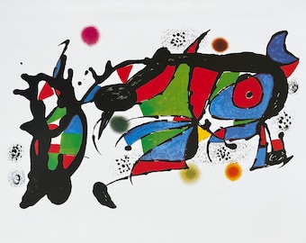 Joan Miro exhibition poster - Obra de Joan Miro - museum artist - art print - surrealism - 1996