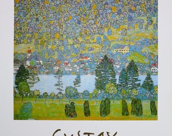 Gustav Klimt exhibition poster - Pendio Montano a unterach sull'attersee - vintage print - offset litho