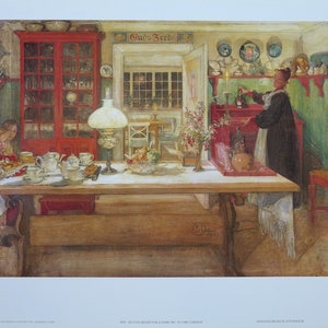 Carl Larsson exhibition poster - Getting ready for a game - playing children - Swedish artist - 1985
