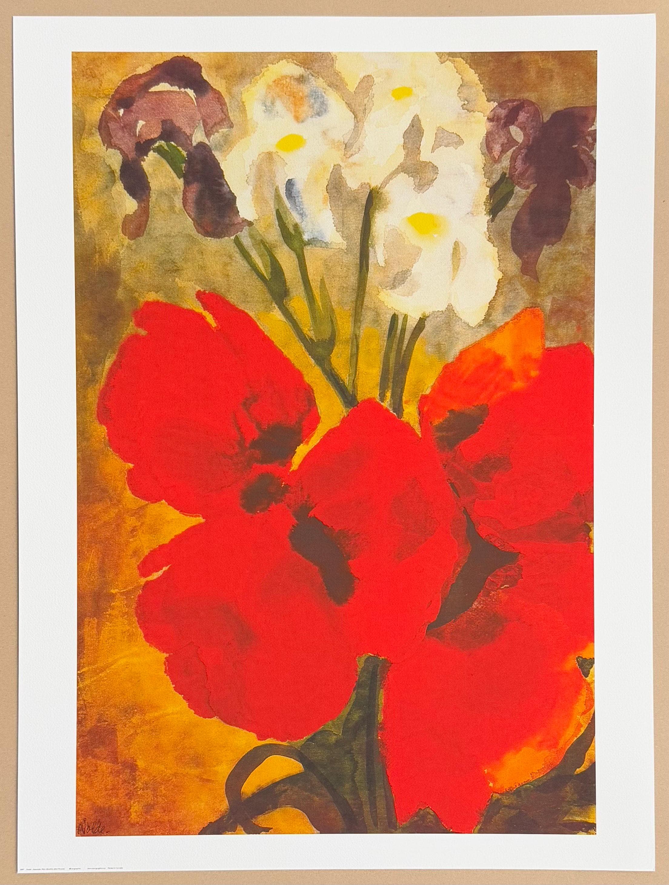 【美品】赤いテーブルの花 リトグラフ 124/150 アイズピリ ポール・アイズピリ「不思議な花束より『蝶と鳥』」リトグラフ :: 絵画