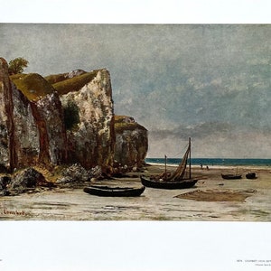 Cartel de la exposición de Gustave Courbet - Playa en Normandía - Galería Nacional de Arte - Washington DC - impresión vintage - década de 1970
