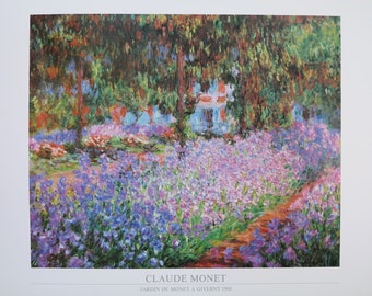 Claude Monet exhibition poster - Jardin de Monet Giverny - impressionist - romantic - museum artist - art print - 1989