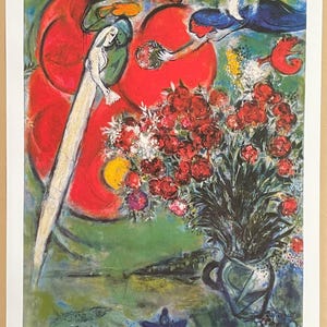 Marc Chagall Red Roses Marc Chagall Exhibition Poster - Flowers - Still Life - Love - Lovers ...