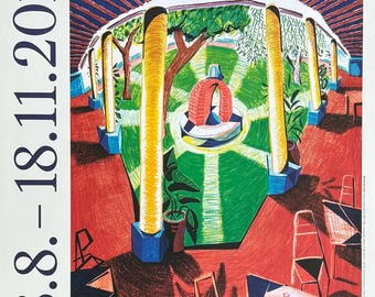 David Hockney exhibition poster - View of Hotel Well - museum artist - art print