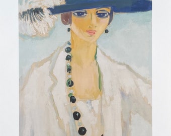 Kees van Dongen exhibition poster - Lady with beads - portrait - museum artist - art print