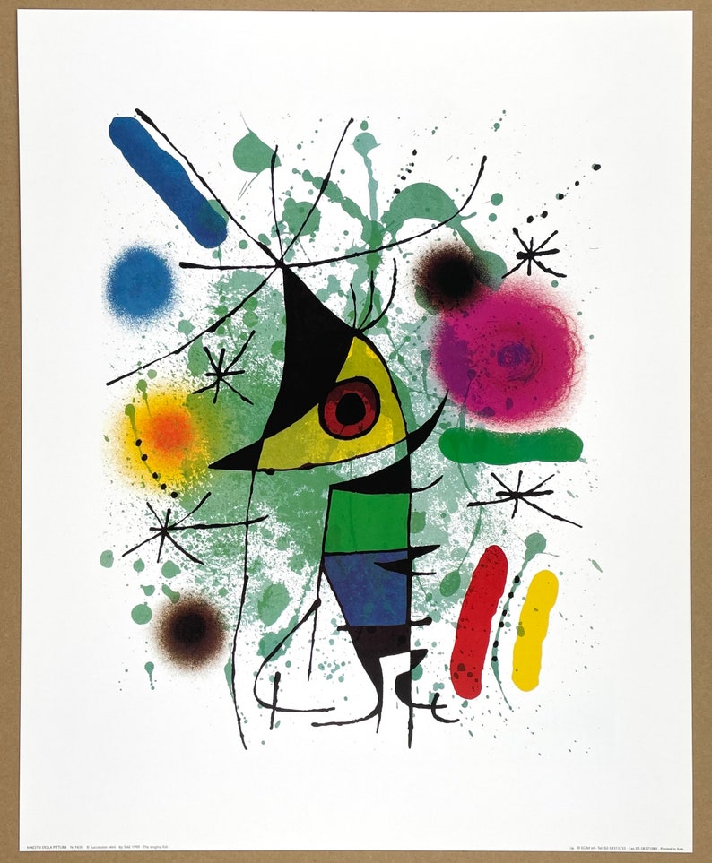 Joan Miro exhibition poster The singing fish museum artist art print surrealism offset litho image 2