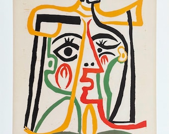 パブロ・ピカソ展ポスター - 女性の頭部、1962年 - 女性の肖像画 - 美術館所蔵の画家 - アートプリント