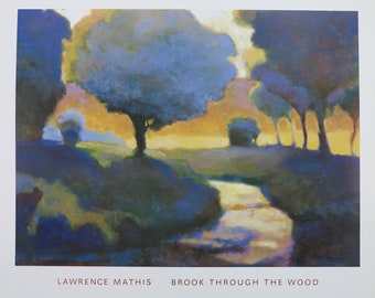 Lawrence Mathis exhibition poster - Brook through the wood - museum print - landscape - offset lithograph