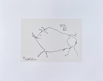 Pablo Picasso exhibition poster - Le Petit Cochon - museum artist - art print - animal - silkscreen paper