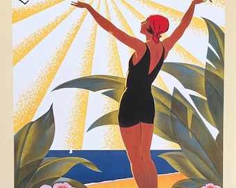 Roger Broders exhibition poster - Cote d'Azur - Le Soleil toute l'annee - France - Travel - Tourism - art print - reproduction