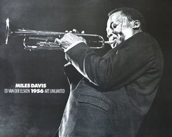 Miles Davis - Ed van der Elsken - exhibition poster - black white photography - jazz blues concert print trumpet player Louis Armstrong