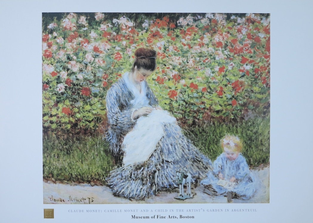 クロード・モネ展ポスター - カミーユ・モネと庭の子供 - 印象派