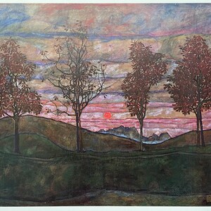 Cartel de la exposición de Egon Schiele - Cuatro árboles - Artista del museo - Impresión artística - Litografía offset