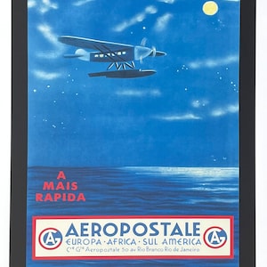 Air mail - Aeropostale - exhibition poster - Airplane - Europe - South America - decorative art print- reproduction - travel - advertisement