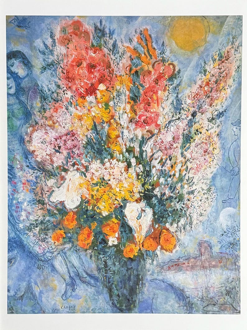 Marc Chagall Exhibition Poster - Bouquet of Flowers - Museum Artist ...