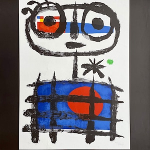 Joan Miro exhibition poster - Figure - museum artist - art print - surrealism - 1972