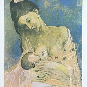 パブロ・ピカソ展ポスター - 母と子 - 非常に初期の、収集価値の高いアートプリント - 1963年