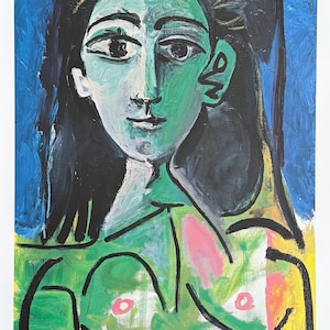 Pablo Picasso exhibition poster - Portrait of a woman - Jacqueline - museum artist - large art print - excellent