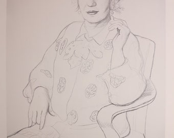 David Hockney exhibition poster - Celia Birtwell - portrait lady - offset litho - 1994