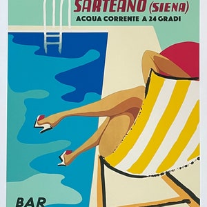 Siena exhibition poster - Piscina di Sarteano - Italy - swimming pool - Advertisement - Tourism - Travel - decorative art print