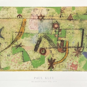 Paul Klee exhibition poster - Im bach&#39;schen stil - offset lithograph - green - cubism - museum artist - art print