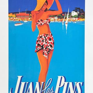 Juan les Pins - Antibes - Costa Azul - Francia - Turismo francés - Viajes - Publicidad - Lámina decorativa - Cartel de exposición