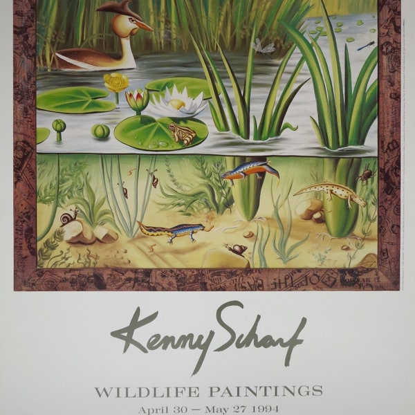 Kenny Scharf exhibition poster - Wildlife Paintings - Tony Shafrazi Gallery - vintage print - 1994
