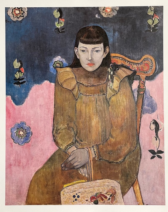 ゴーギャン、【グービルの娘の肖像】、希少な画集画、新品高級額 額装付 ポール・ゴーギャン展ポスター - 少女の肖像 - 美術館のアーティスト