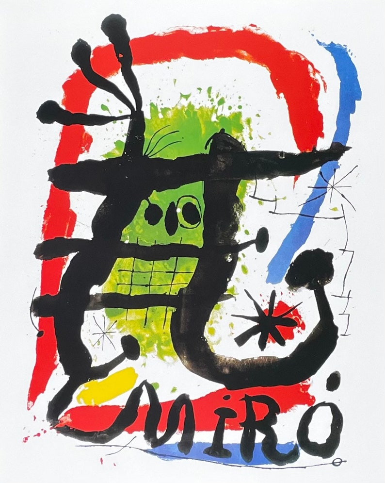Miro Lettering Joan Miro Exhibition Poster - Untitled - Museum Artist - Art Print ...