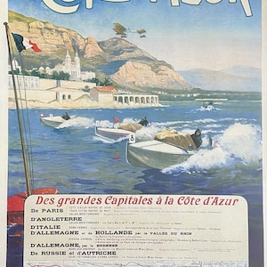 Cartel de la exposición La Cote d'Azur - Francia - Océano - Mar Azul - Turismo francés - Impresión de arte decorativo - Reproducción