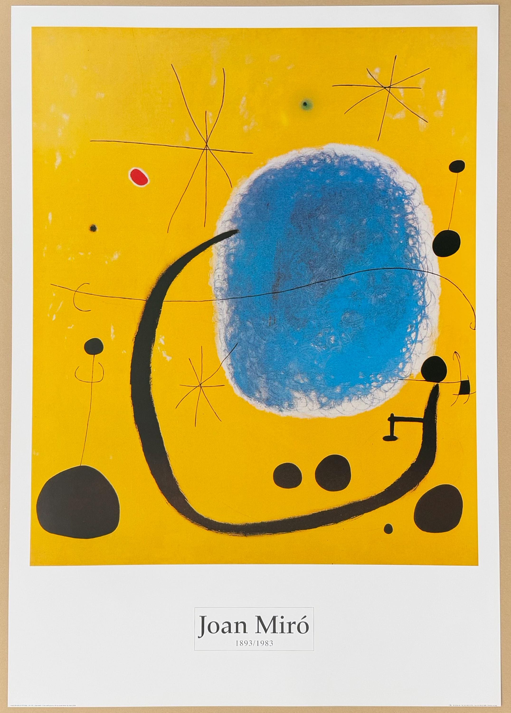 Joan Miro Exhibition Poster - L'oro Dell'azzurro - Yellow - Blue